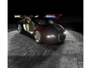 Bugatti Veyron with interior low-poly 3D Model