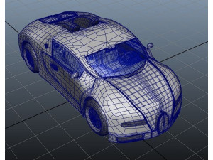 Bugatti Veyron with interior low-poly 3D Model