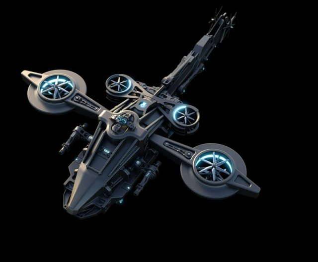 SCI fi helicopter 3D Model .c4d .max .obj .3ds .fbx .stl .blend 