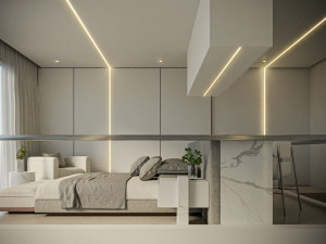 Project modern living room with stairs and lighting Modelo 3D