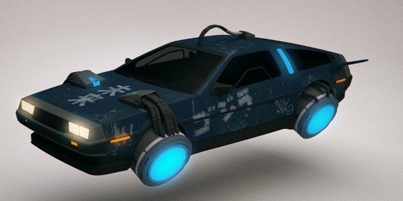 Cyberpunk Flying Car DeLorean 3D Model .c4d .max .obj .3ds .fbx .stl .blend 