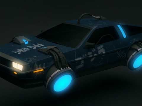 Cyberpunk Flying Car DeLorean 3D Model