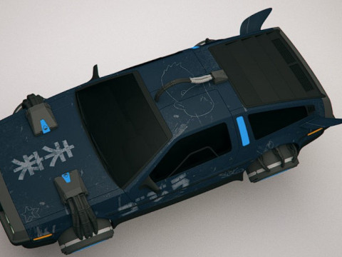 Cyberpunk Flying Car DeLorean 3D Model