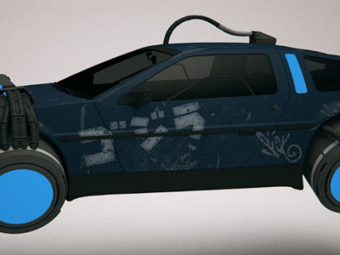 Cyberpunk Flying Car DeLorean 3D Model