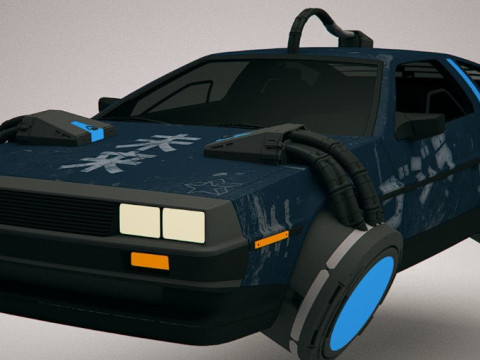 Cyberpunk Flying Car DeLorean 3D Model