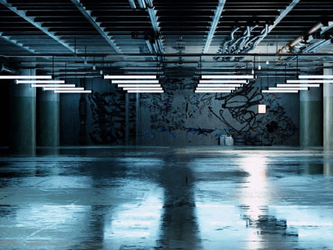 Underground Garage Textured 3D Model