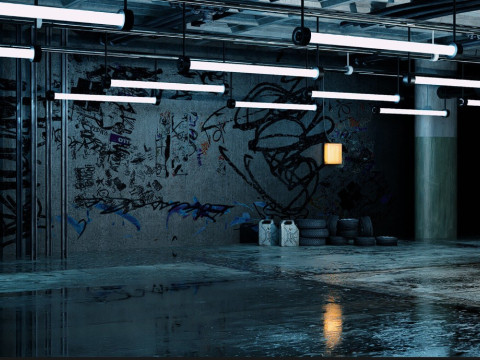 Underground Garage Textured 3Dモデル