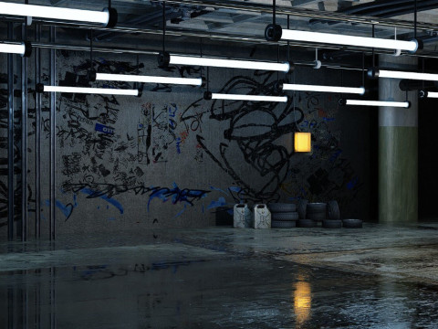 Underground Garage Textured 3Dモデル