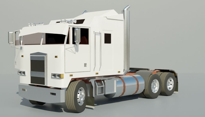 Semi truck Cabover low-poly 3D Model .c4d .max .obj .3ds .fbx .stl .blend 