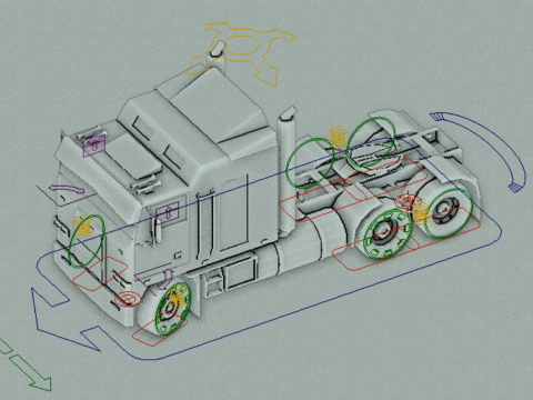 Semi truck Cabover low-poly 3D Model