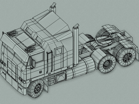 Semi truck Cabover low-poly 3D Model