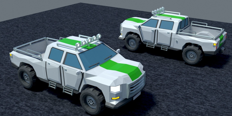 Pickup two trucks Modelo 3D .c4d .max .obj .3ds .fbx .stl .blend 