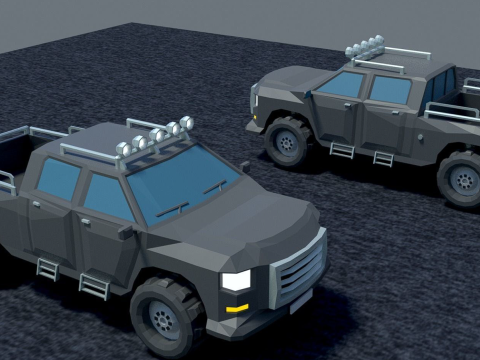 Pickup two trucks Modelo 3D