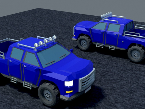 Pickup two trucks Modelo 3D