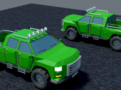 Pickup two trucks Modelo 3D