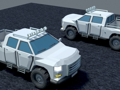 Pickup two trucks Modelo 3D