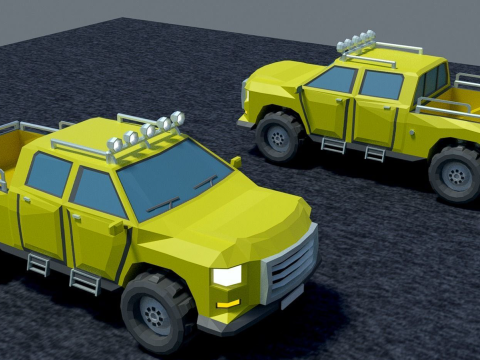 Pickup two trucks Modelo 3D