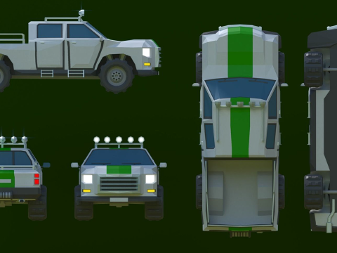 Pickup two trucks Modelo 3D
