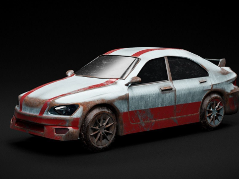 Rusted Sports Racing Car fully rigged Modelo 3D