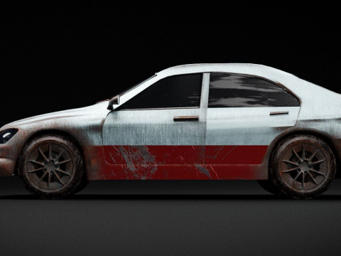 Rusted Sports Racing Car fully rigged 3D Model