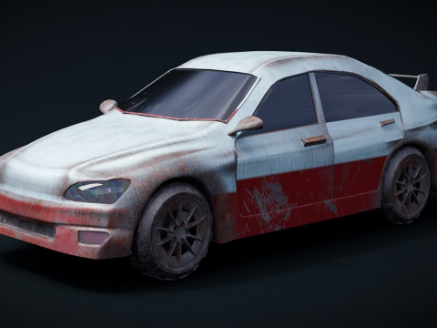 Rusted Sports Racing Car fully rigged 3D Model