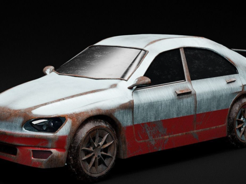 Rusted Sports Racing Car fully rigged 3D Model