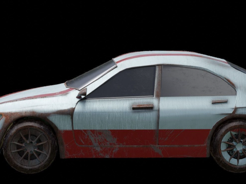 Rusted Sports Racing Car fully rigged 3D Model
