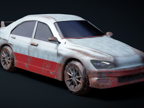Rusted Sports Racing Car fully rigged 3D Model