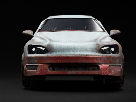 Rusted Sports Racing Car fully rigged 3D Model