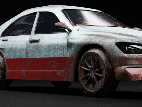 Rusted Sports Racing Car fully rigged 3D Model