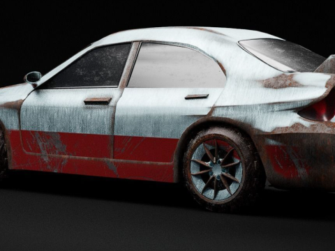 Rusted Sports Racing Car fully rigged 3D Model