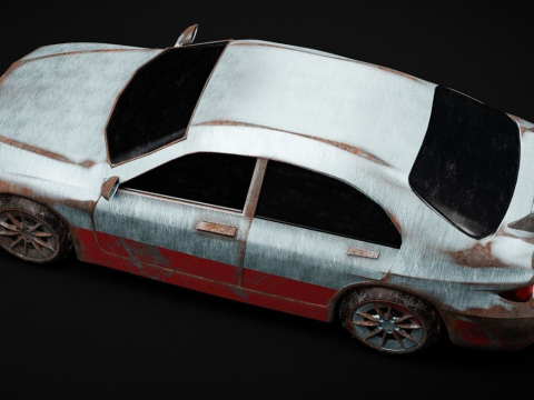 Rusted Sports Racing Car fully rigged 3D Model