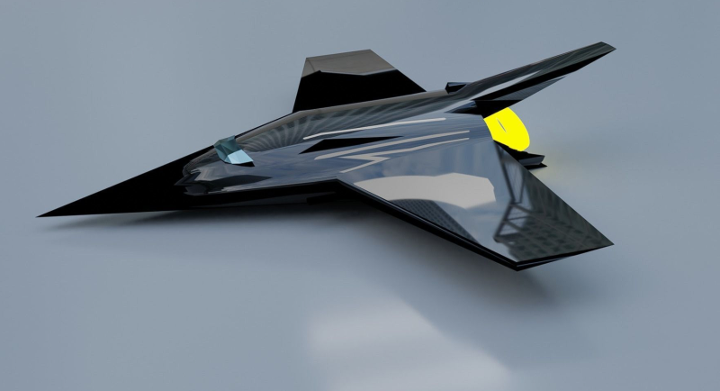 Sci-fi Stealth Plane 3D Model .c4d .max .obj .3ds .fbx .stl .blend