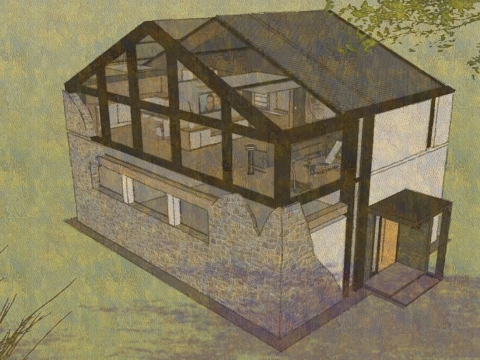 Modern house on 2 floors 3Dモデル