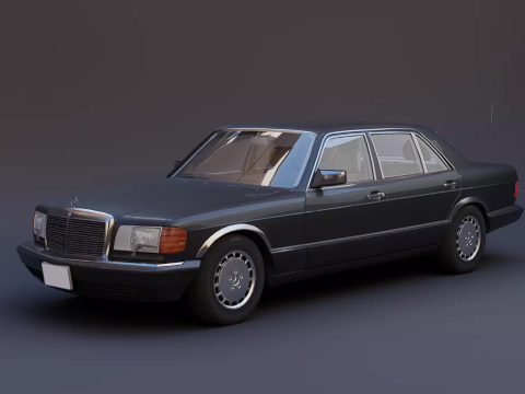 Mercedes-Benz 560 SEL 로우 폴리 클래식 세단 3D 모델