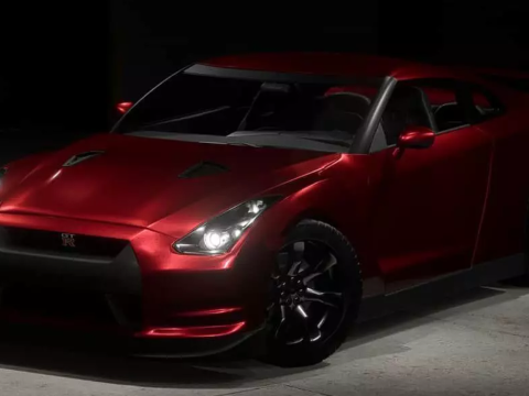 Низькополігональний спортивний автомобіль Nissan GT-R 2008 року 3D Модель