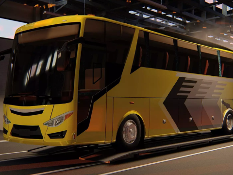 인도네시아 버스 Ecoline Rahayu Santosa 코치 버스 3D 모델