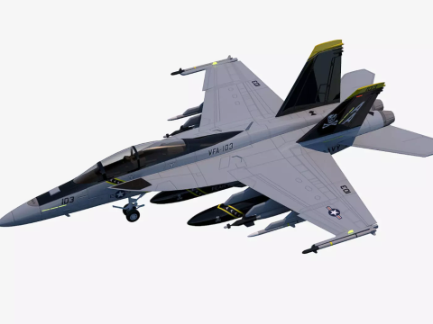 FA-18F Super Hornet Low-Poly pronto per il gioco Modello 3D