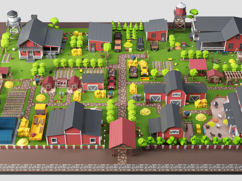 Low Poly Farm Pack Ready Farm Collection Game-Ready s 3D Model