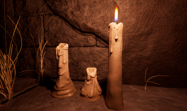 Semi realistic three melted candles 3D Модель .c4d .max .obj .3ds .fbx .stl .blend 