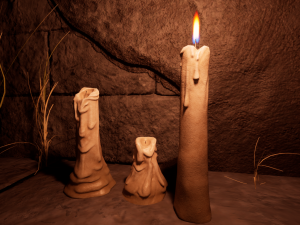 Semi realistic three melted candles Model 3D