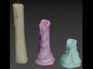 Полуреалистичные три расплавленные свечи 3D Модель