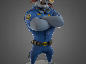 Basım i&ccedil;in Şef Bogo Zootopia 3D Baskı Modeli