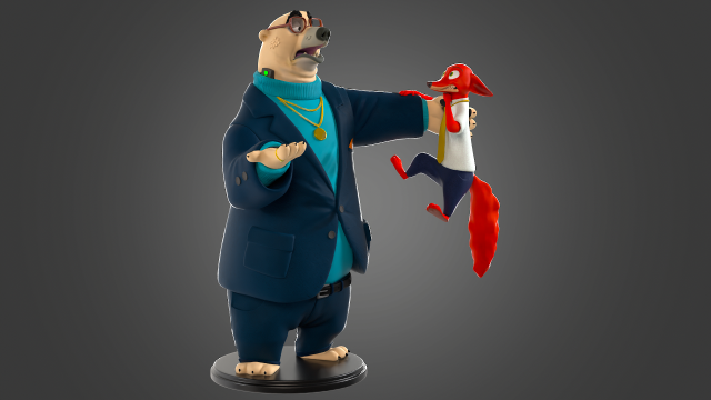 Polar Bear and Nick Wilde from Zootopia for printing 3D Принт Модель .c4d .max .obj .3ds .fbx .stl .blend 
