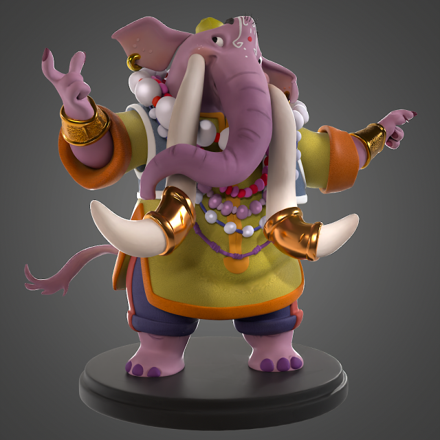 Mythical Elephant 3D Print Model .c4d .max .obj .3ds .fbx .stl .blend 