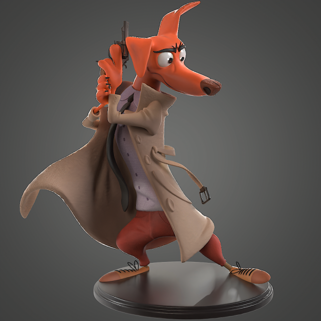 Detective Dog for printing 3D Baskı Modeli .c4d .max .obj .3ds .fbx .stl .blend 