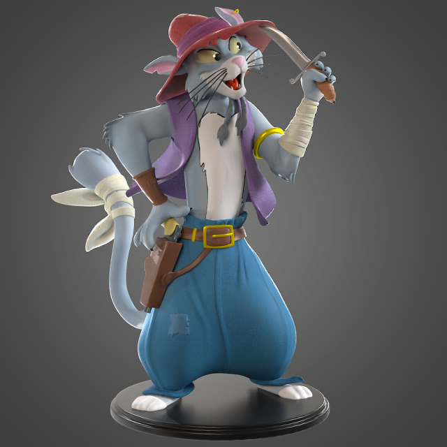 Cartoon Pirat Cat Modelo de impresión 3D .c4d .max .obj .3ds .fbx .stl .blend 