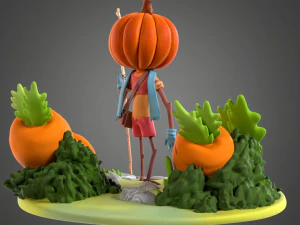 Cartoon Pumpkin Diorama 3D Print Model
