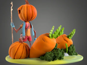 Cartoon Pumpkin Diorama 3D Print Model