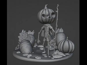 Cartoon Pumpkin Diorama 3D Print Model